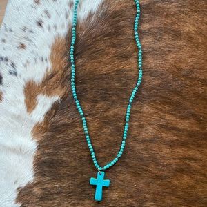 Extra Long Turquoise Color Cross Necklace